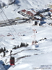 Talblick, beide Wagen der Trittkopfbahn, Stütze Nr. 1 und Talstation Zürs